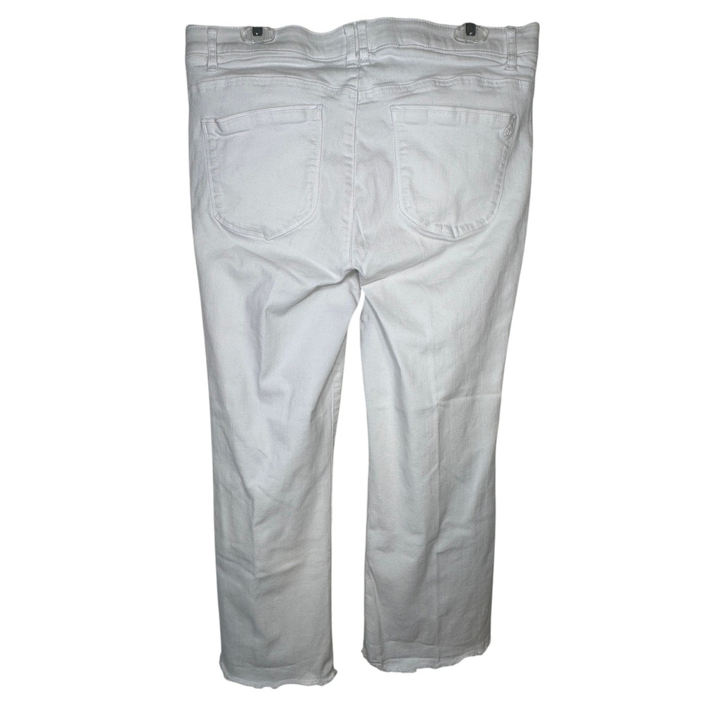 Democracy Ab solution White Cropped Jeans Womens 14 Raw Hem Frayed Tummy Control - Picture 2 of 10
